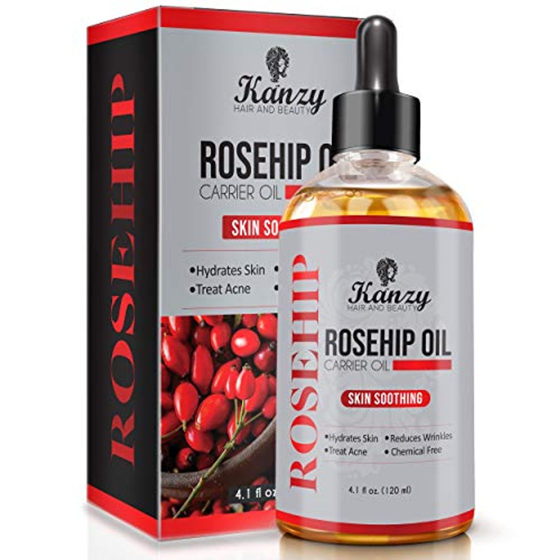 Product Kanzy Aceite de Rosa Mosqueta Puro 100% 120ml Orgánico Prensado en Frío