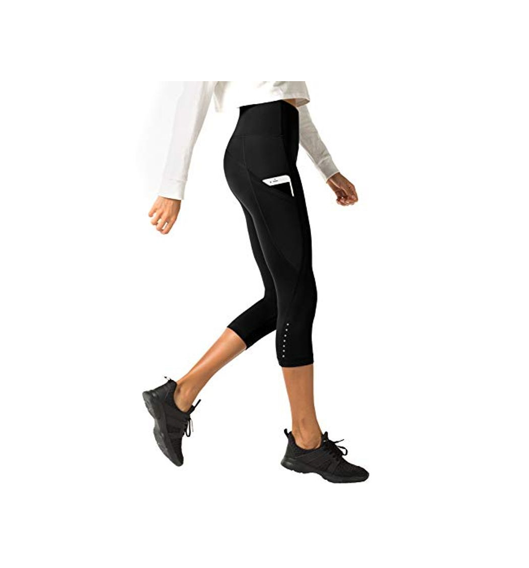Social LAPASA Mallas Deportivas 3/4 Capris de Mujer Cintura Alta con Bolsillo