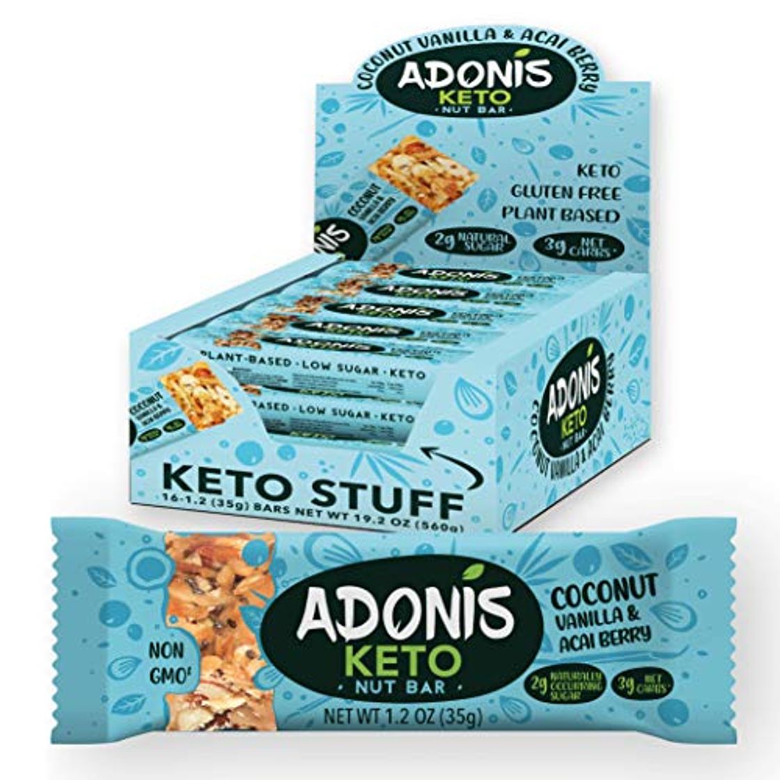 Producto Adonis Low Sugar Nut Bar - Barritas de Coco Crujiente Sabor a