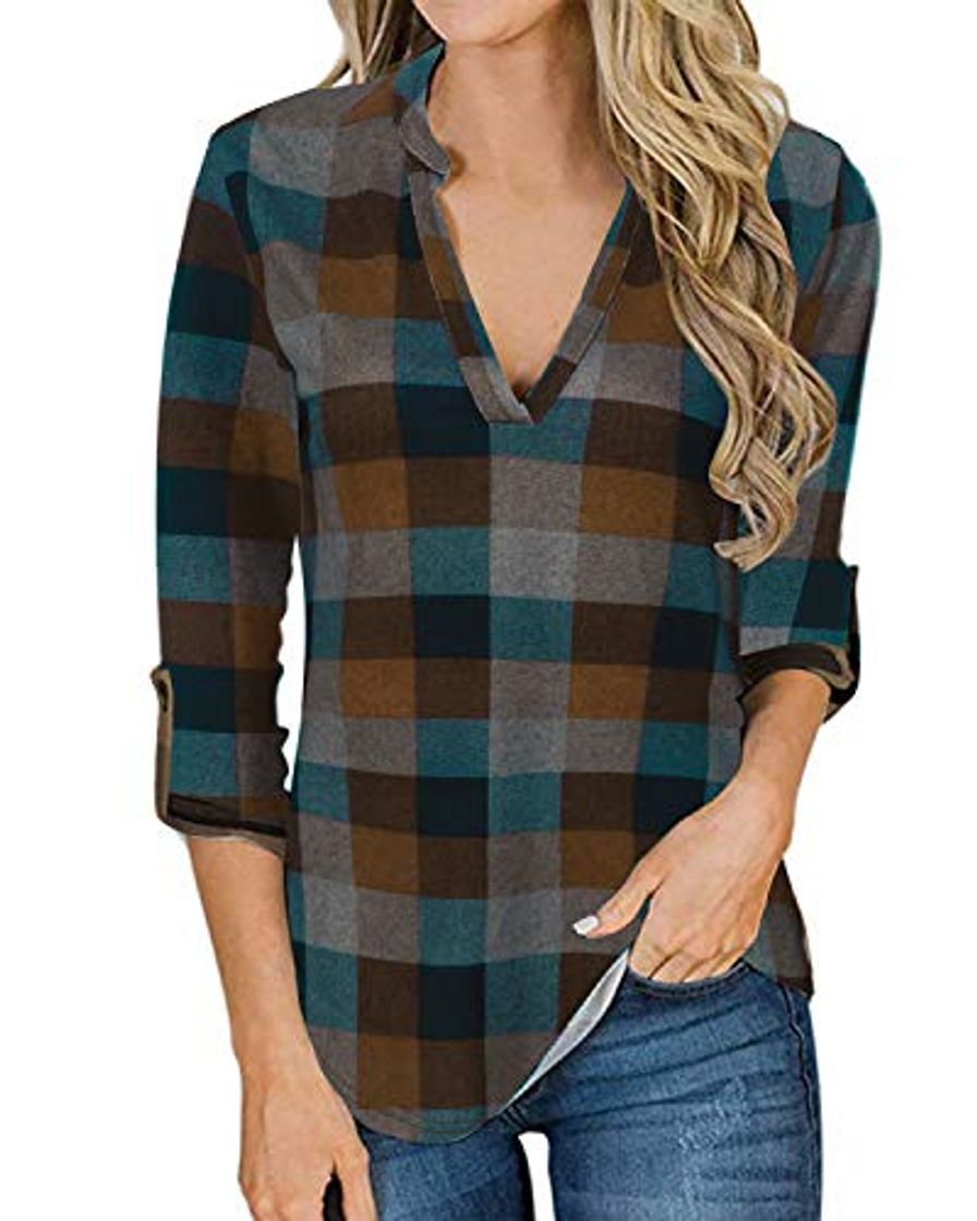 Social YOINS Blusa Mujer Manga Larga Camiseta Cuello V Camisa Elegante Túnica Casual SueltoTops Otoño Invierno Rosa XL