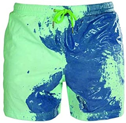 Manooby Bañador de Playa con Cambio de Color para Hombres Pantalones Cortos