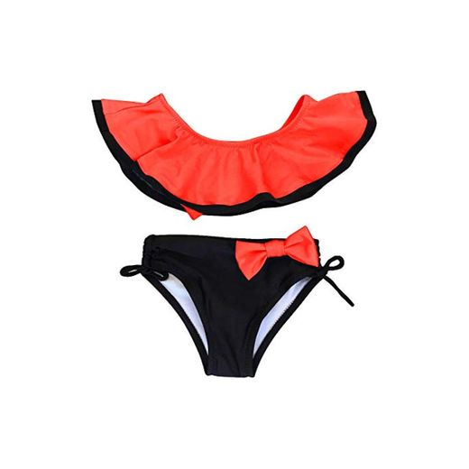 Manooby Bikini de Dos Piezas de Traje de Baño para Niñas Monokini