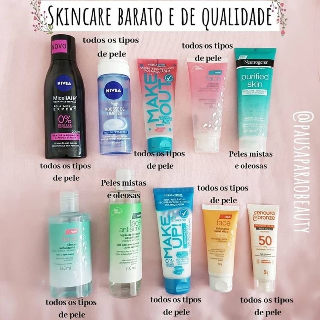 Produtinhos baratos de skin care 