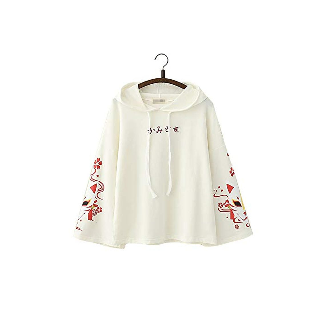 Social Sencillo japonés Texto Moda De Moda Estético Minimalista Elegante Zorro Sukura Diseño Largo Mangas Capucha Chaqueta