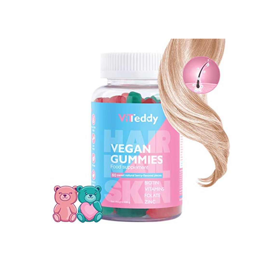 Producto Ltanis Viteddy Hair Gummy Vitaminas Biotina y vitamina D masticables vegetarianas para