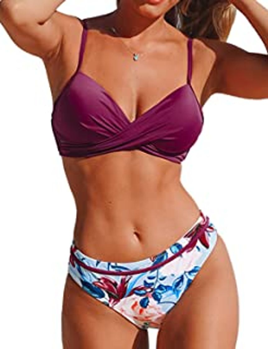 Fashion CUPSHE Mujer Bikini Hojas Frescas La Corte Y La Chispa Verde M