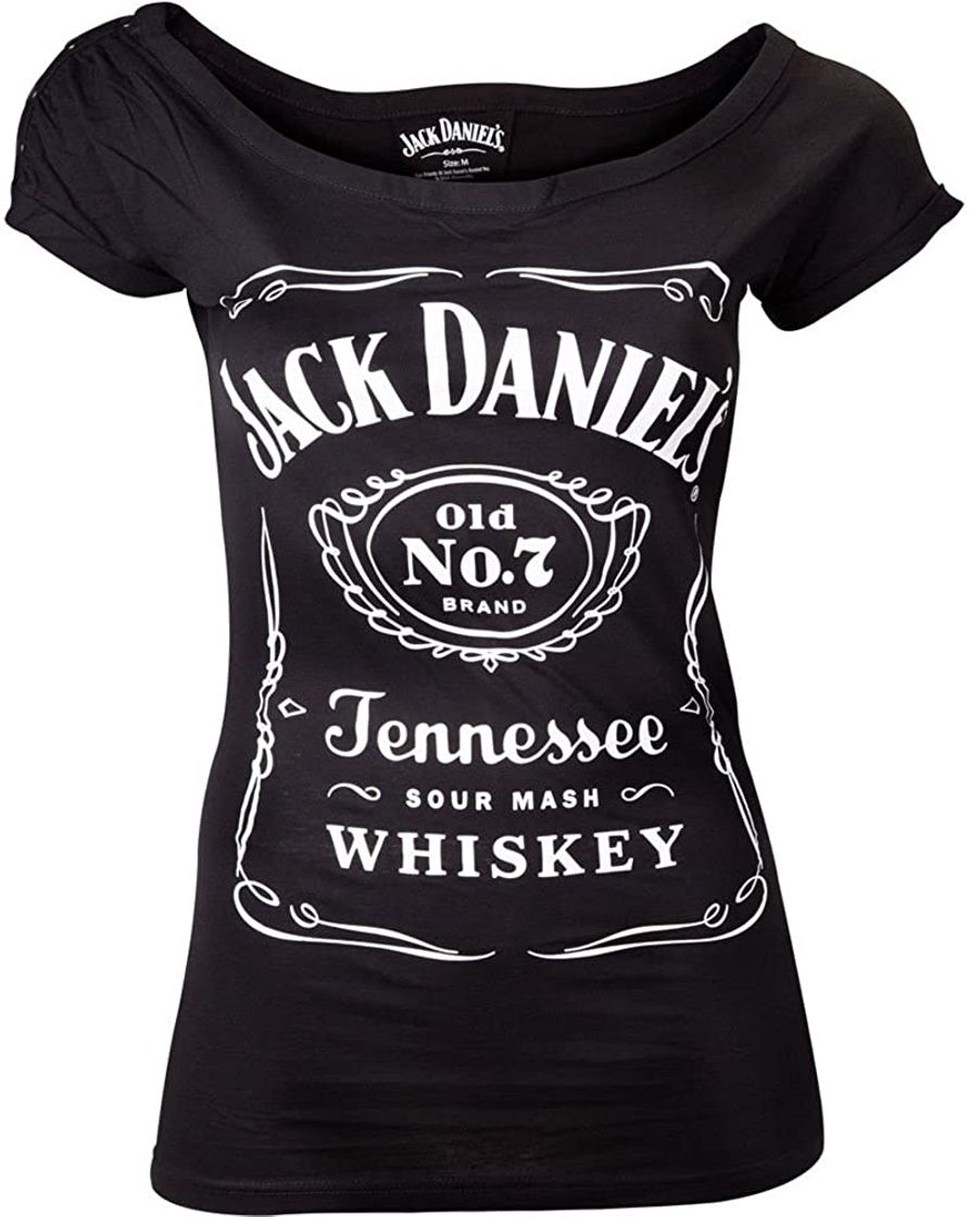 Fashion Jack Daniel's Classic Old No.7 Brand Logo Women's Skinny T-Shirt, Black