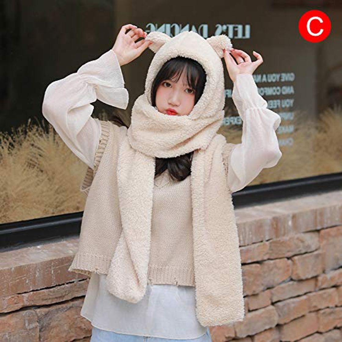 Benedict Orejas de Oso Lindo cálido Sombrero Bufanda para Mujer niña al Aire Libre Invierno Sombrero Duradero Bufanda Cute Bear Ears Warm Hat Scarf for Women Girl Outdoor Winter Durable Hat Scarf