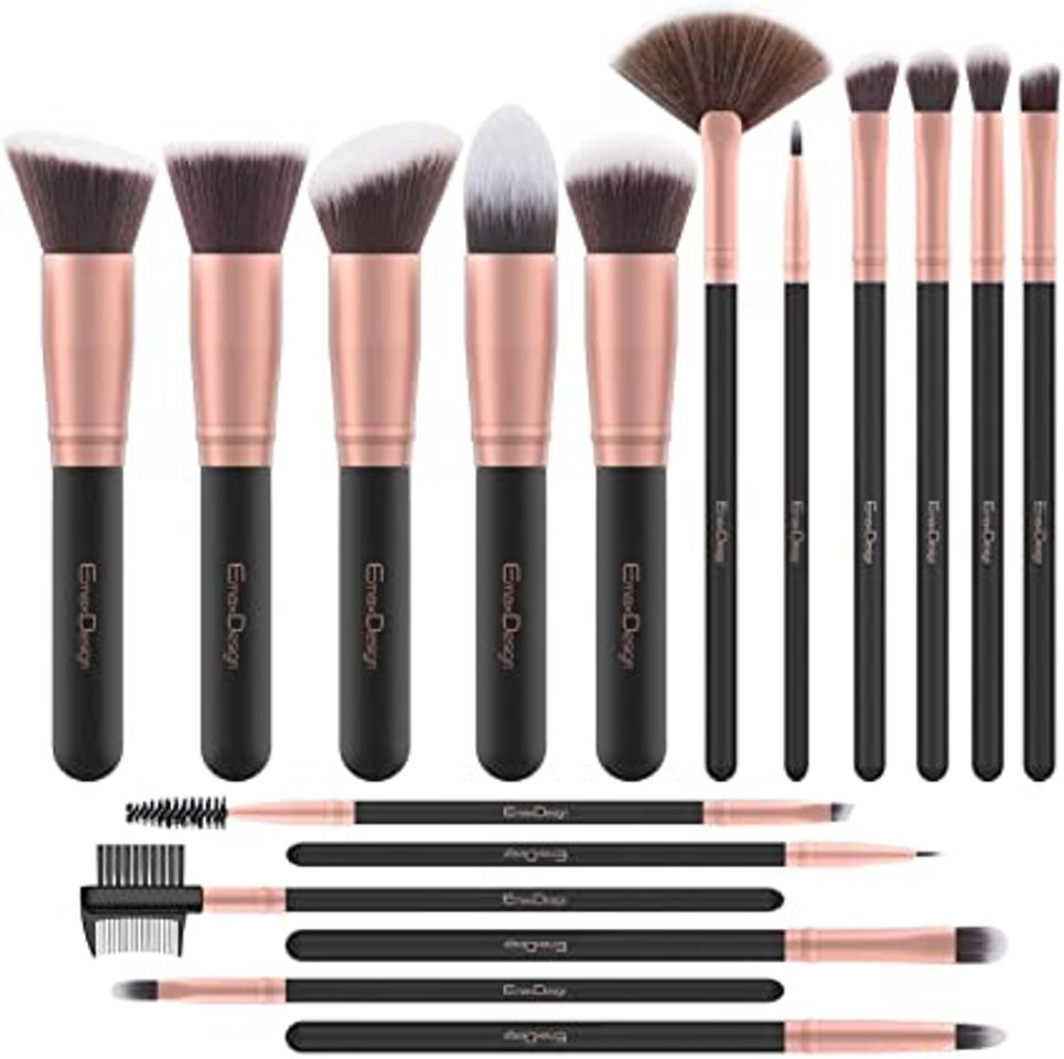 Beauty Brochas de Maquillaje EmaxDesign 17 piezas Pinceles de maquillaje professional fibra sintética