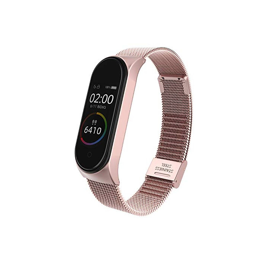 Social BDIG Correa Compatible Xiaomi Mi Band 4 Correas Metal,Pulsera de Acero Inoxidable