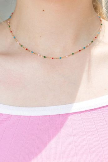 Multicolored bead choker 