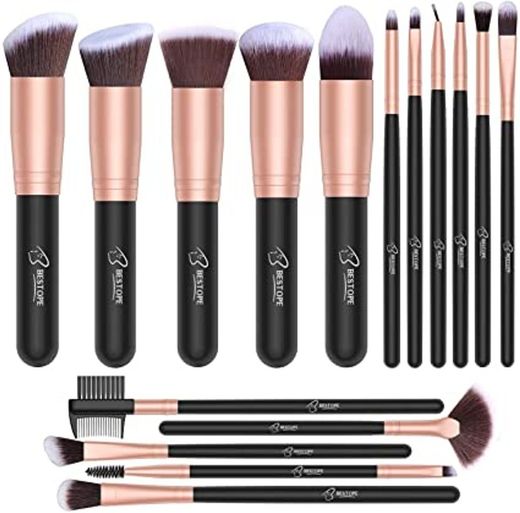 Set de brochas de maquillaje profesional BESTOPE 16 piezas Pinceles de maquillaje