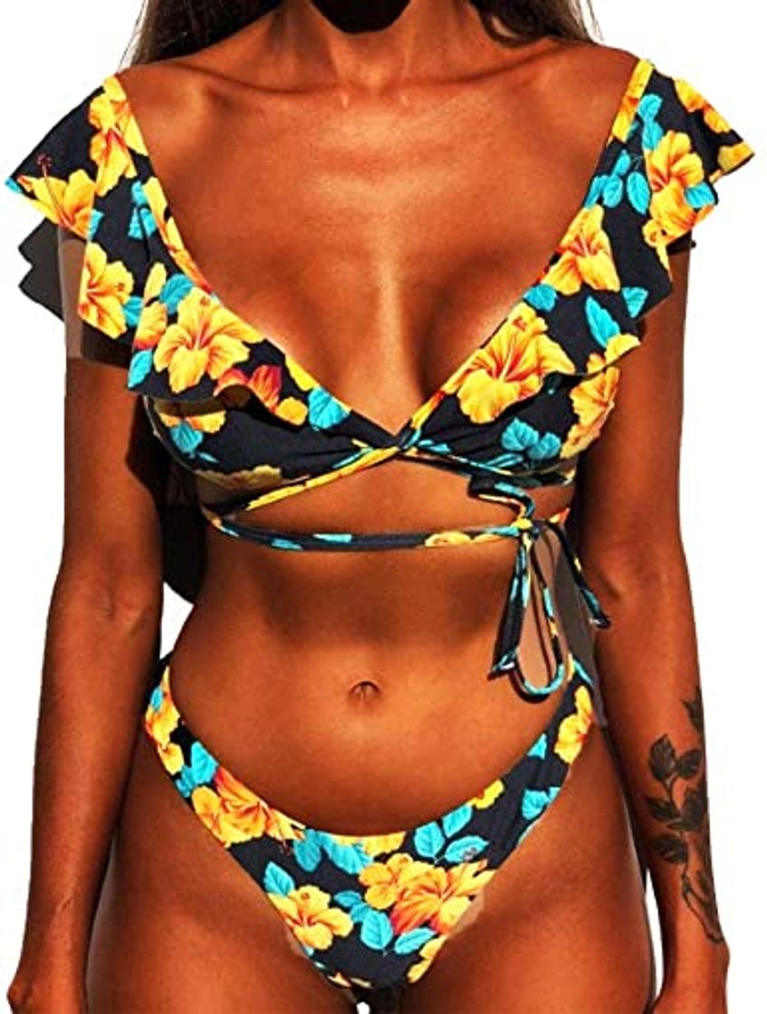 Moda CheChury Bikini Mujer Conjuntos Brasileño Sexy Tanga Mujer Playa Ropa de Baño Traje de Baño Sexy Bañador de Baño Tops y Braguitas 2 Piezas Verano