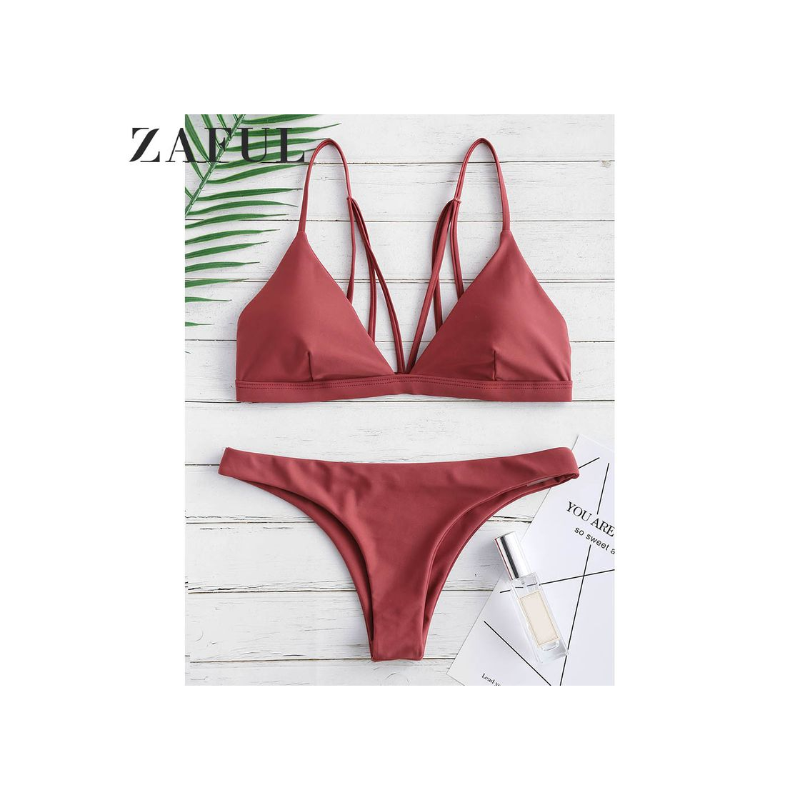 Fashion Zaful - Conjunto de bikini con tirantes