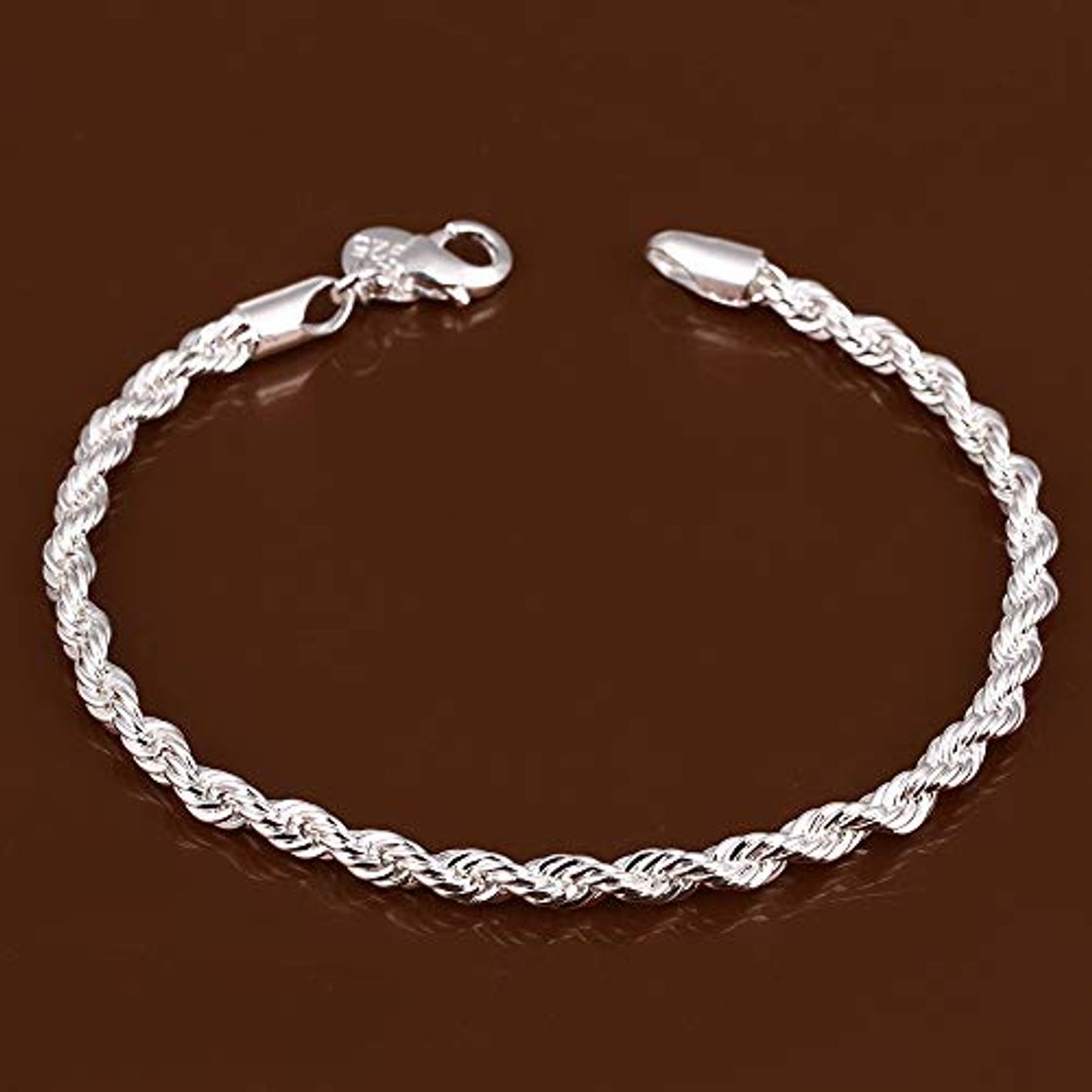 Moda Nobrand Joyería Fina De Plata Esterlina 925 para Mujeres Y Hombres Pulsera De Cuerda Trenzada De 4 Mm con Flash Pulsera De Pulsera Pulseiras De Prata 20 Cm