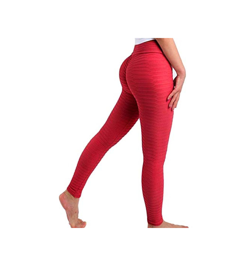 Fashion FITTOO Leggings Push Up Mujer Mallas Pantalones Deportivos Alta Cintura Elásticos Yoga Fitness #2 Rojo Chica