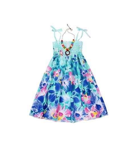 Edjude Vestido Niñas Vestidos con Tiras Bebé Floral Verano la Rodilla