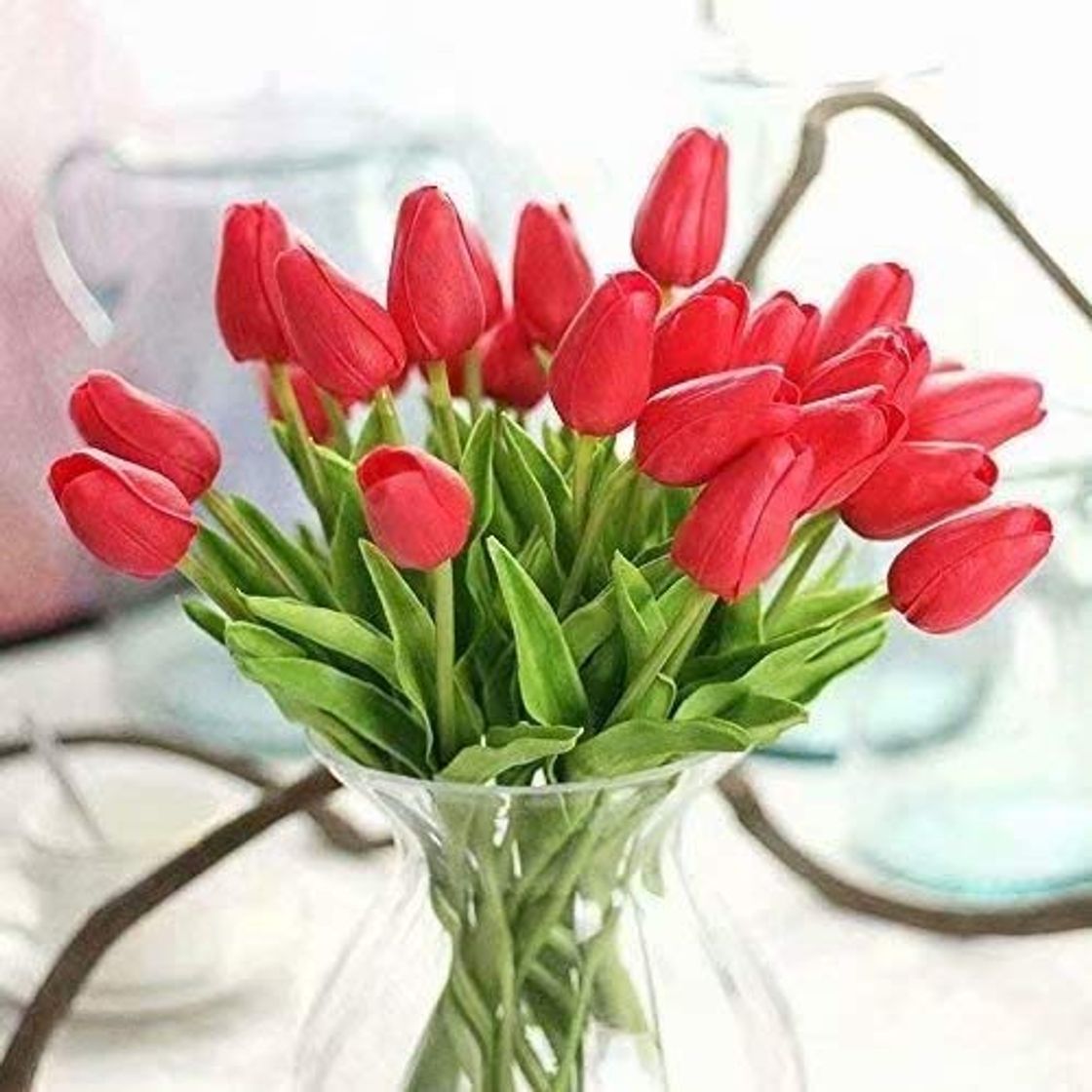 Home HANBIN Decoración del hogar Ramo de novia Flor decorativa artificial Tulipán de simulación Flor artificial Tulipán Flor artificial de gama alta 10 piezas Accesorios de decoración para el hogar de la