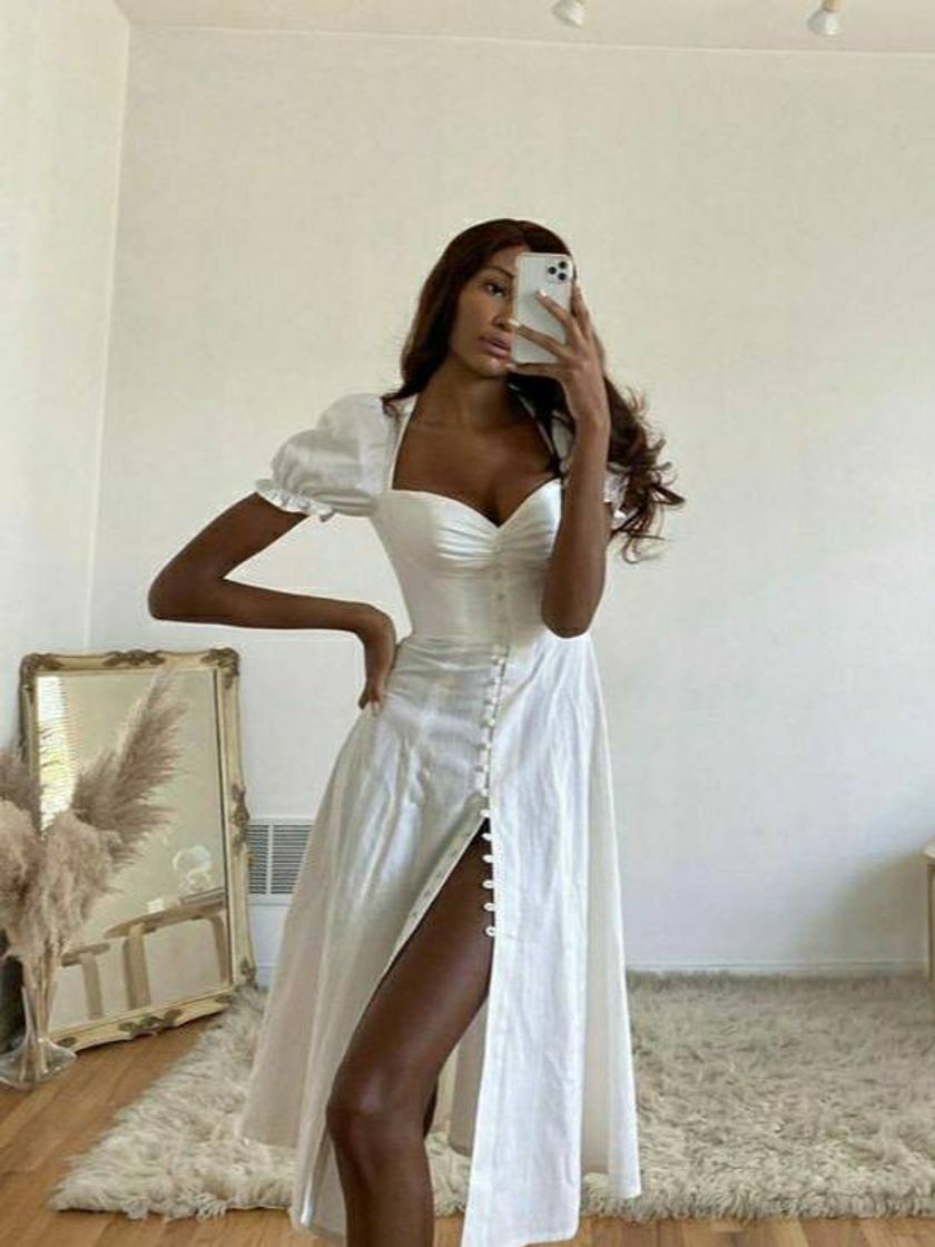 Fashion Avrilyaan 2020 branco a-line botão vestido sexy