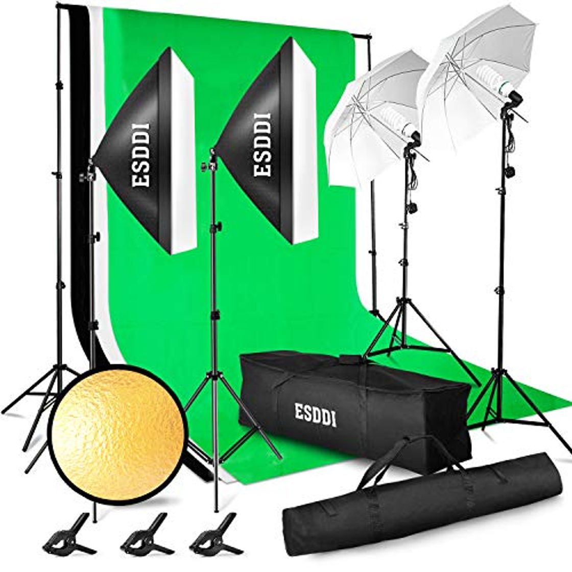 Electronic ESDDI - Kit de iluminación Profesional con Softbox y Paraguas - 4x85W