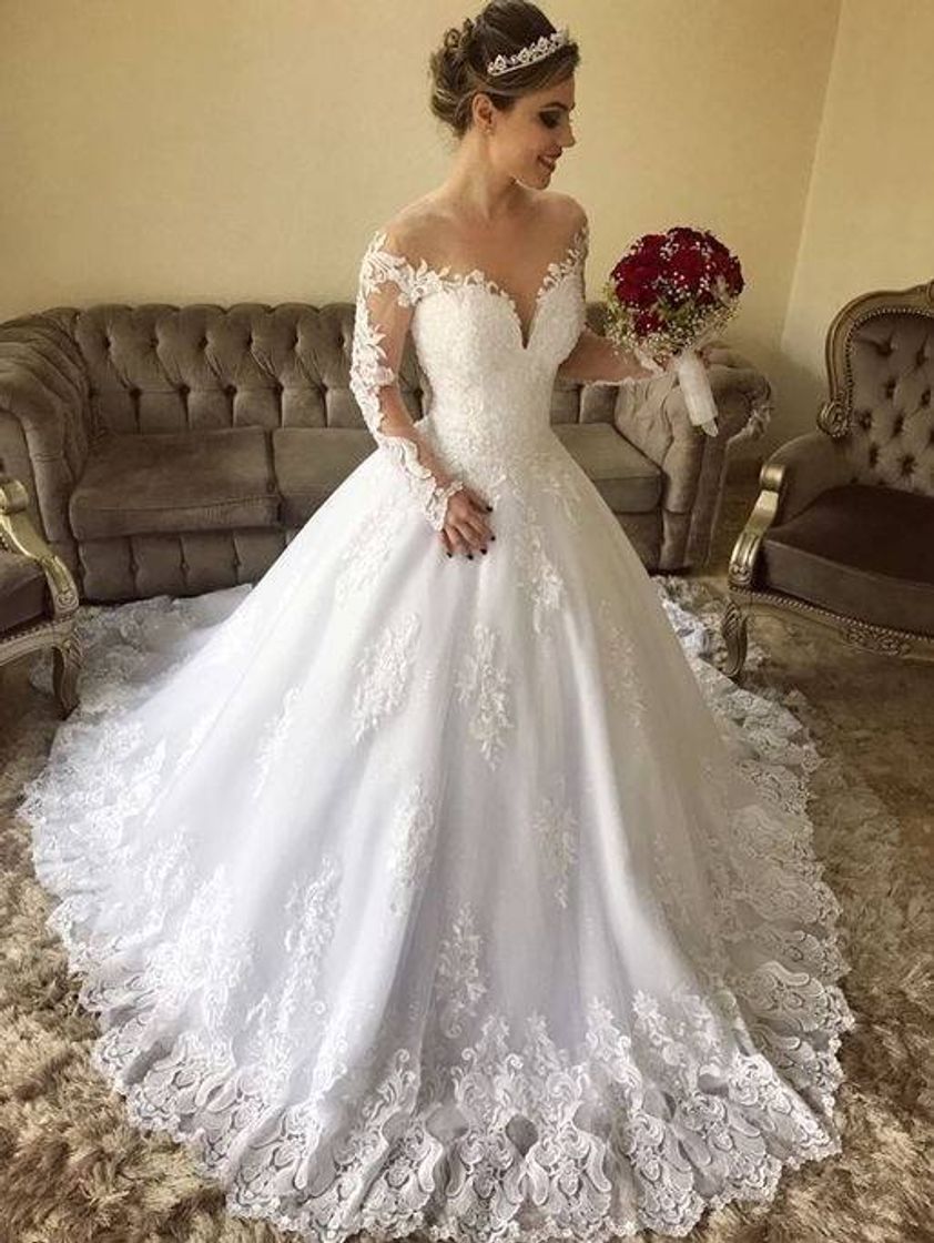 Producto NO BRAND Manga larga Vestido de Noiva de encaje vestidos de novia