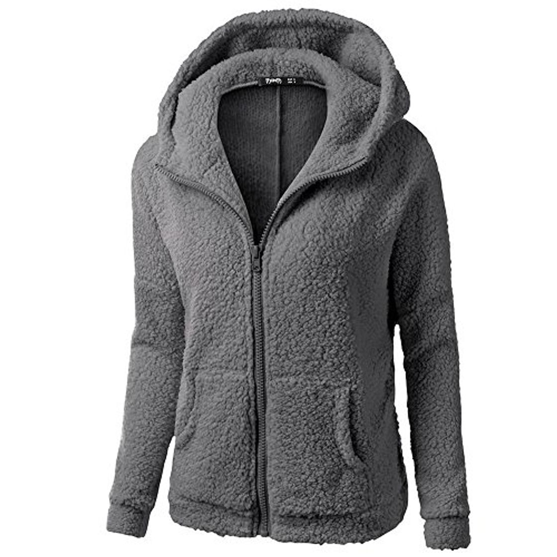 Product Chaqueta Mujeres de Invierno de Lana Cálida Cremallera Abrigo con Capucha Casual Suéter Abrigo de Algodón Outwear Hoodie riou