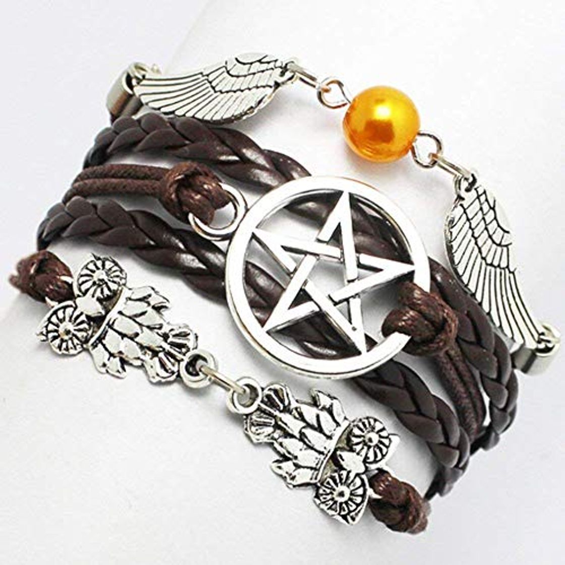 Moda Pulsera remota Alas de ángel ala búhos Pagan y Wiccan Supernatural Estrella