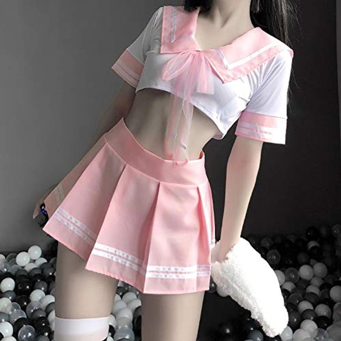 Fashion YINSHENG Camisa Corta Falda Plisada Marinero exótico niña Rosa Kawaii Ropa Interior de Mujer Pijamas Pijamas de Encaje Conjunto de Ropa Interior Iharajuku Seifuku Escuela Japonesa niñas Cosplay