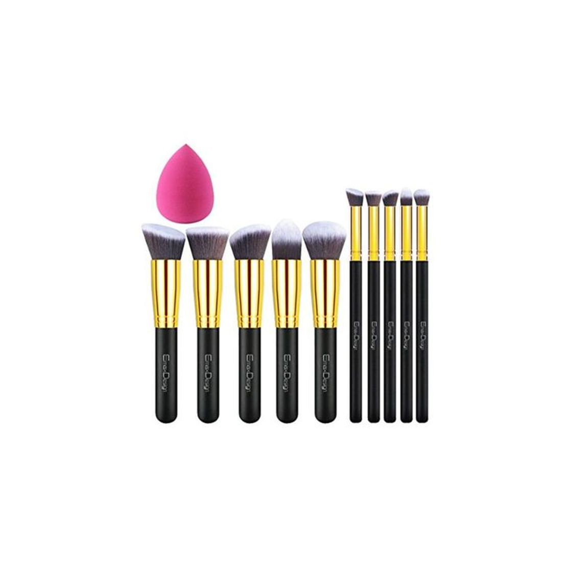 Belleza EmaxDesign - Juego de brochas de maquillaje kabuki de fibra sintética para