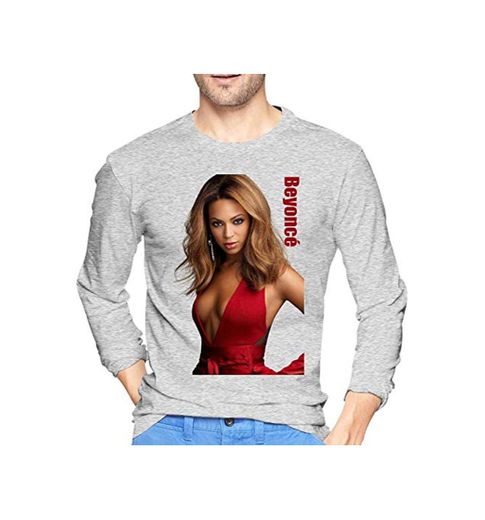 Beyoncé Customized Camiseta Divertida de Manga Larga con Cuello Redondo para Hombres