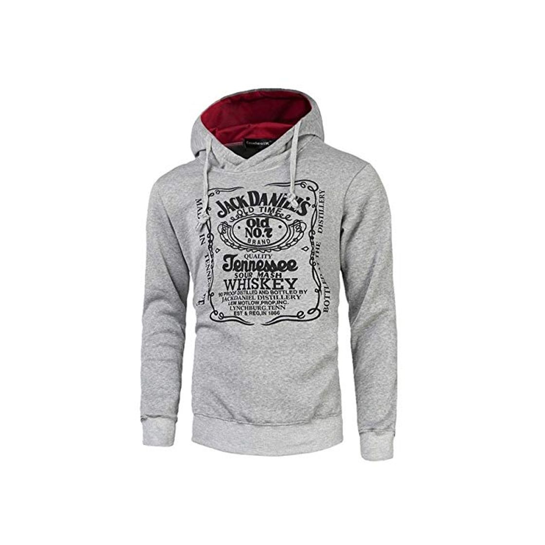 Moda HOSD Sudaderas Chándal Hombres Moda Hip Hop Sudaderas con Capucha Sudadera Sudadera con Estampado de Marea Negra Hombres Mujeres Moleton Gris M