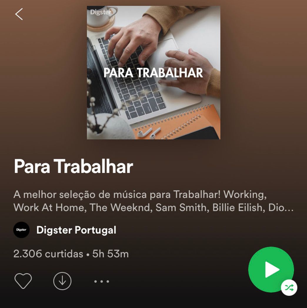 Canción Playlist Spotify para trabalhar, relaxar ou estudar. 