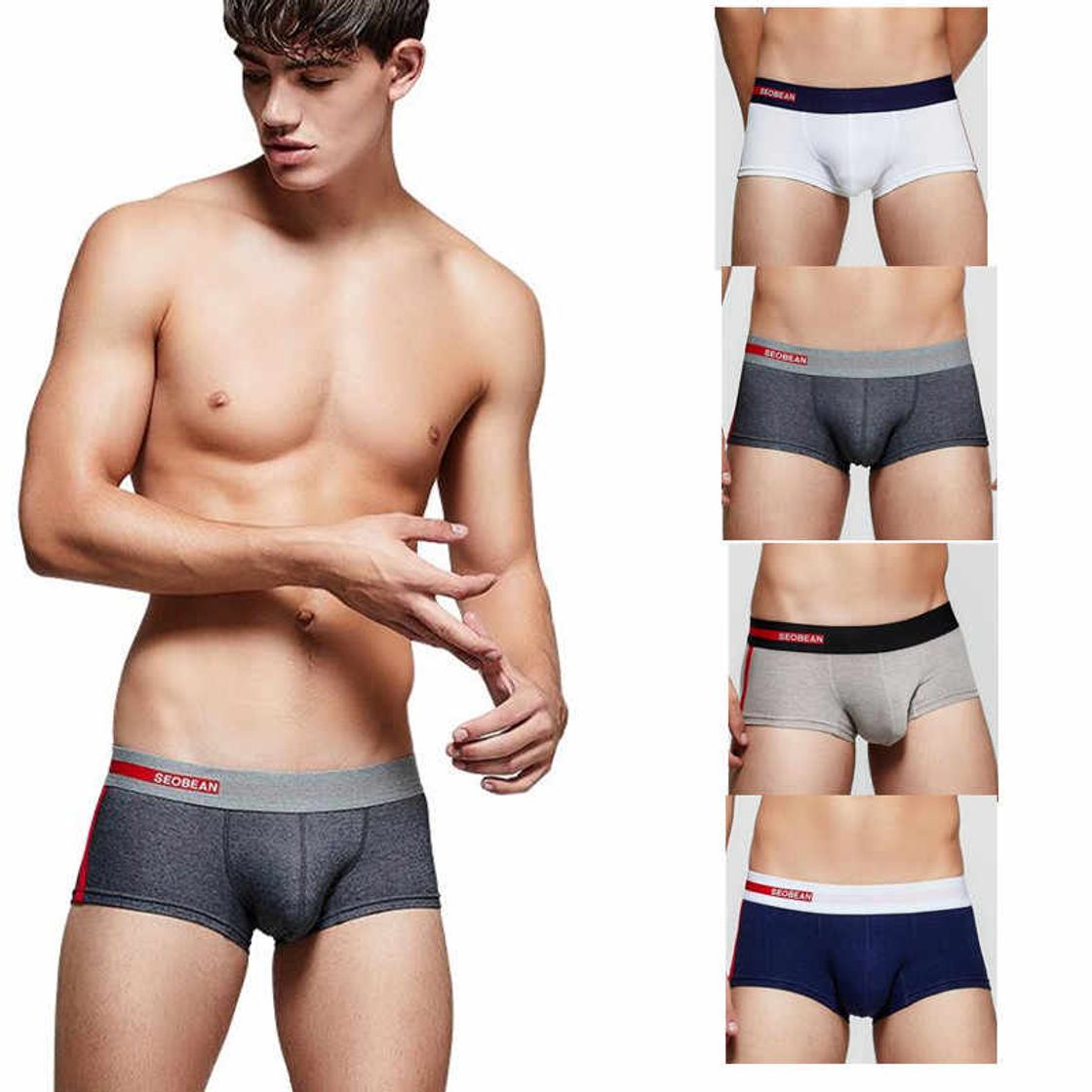 Moda Seobean novo boxers de algodão cueca masculina sexy boxer sh