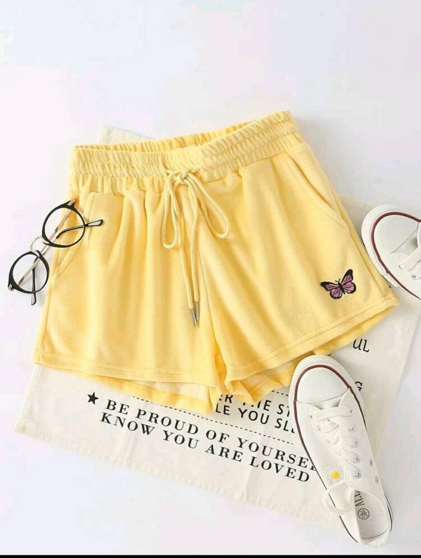 Social Amarelo cordão animal ocasional calções 