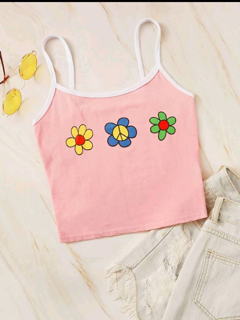 Social Top floral & peace cropped cami