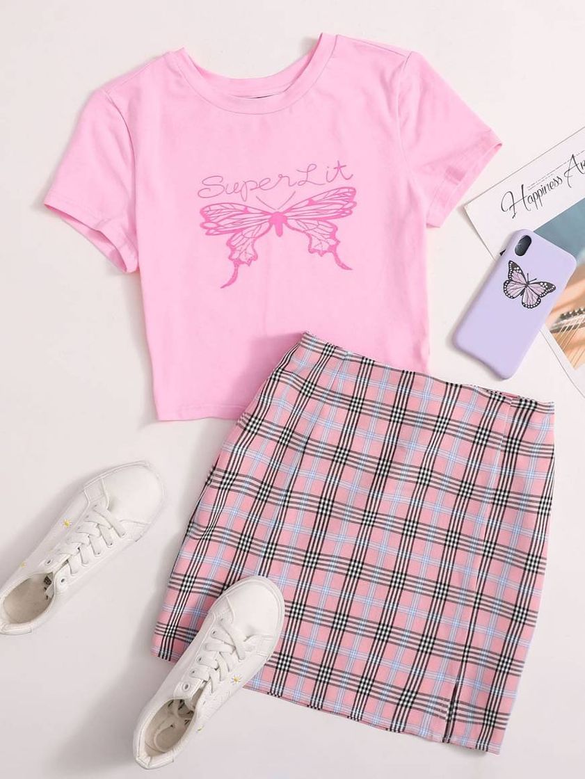 Social Roza zíper carta formal roupa de 2pçs