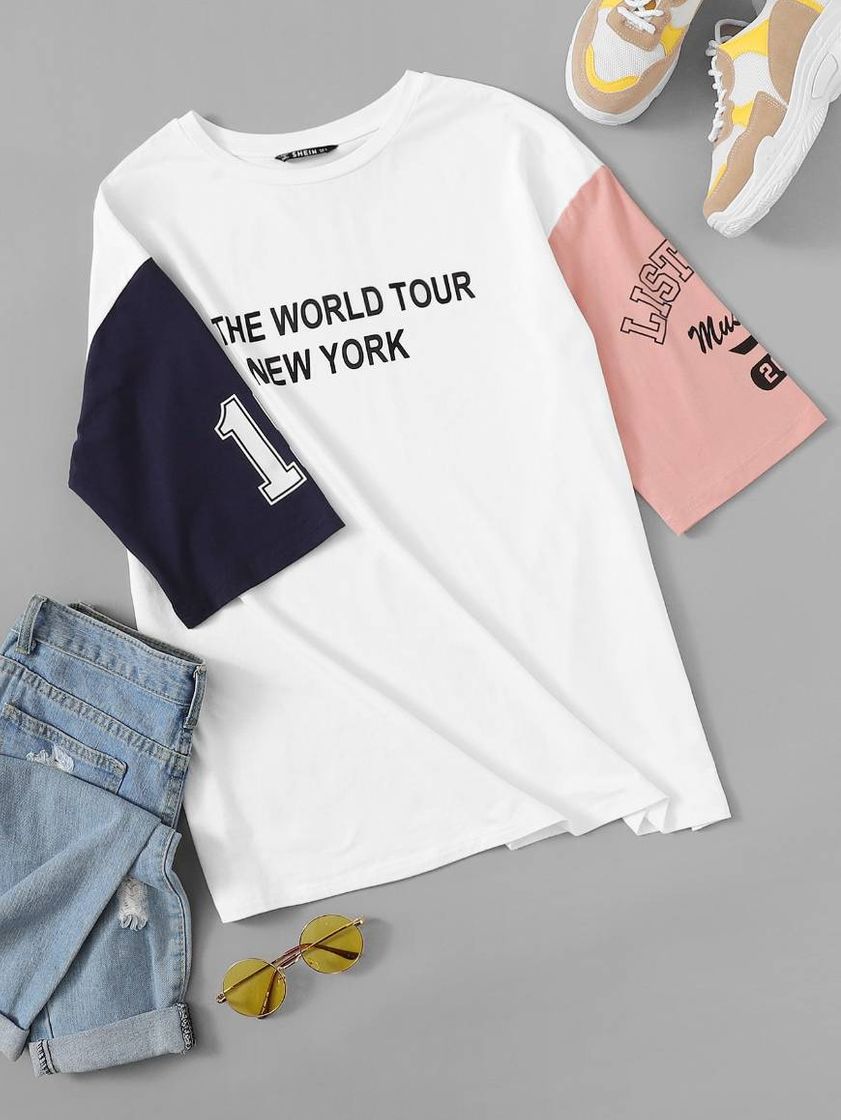 Social Branco colorblock carta desportivo camisetas