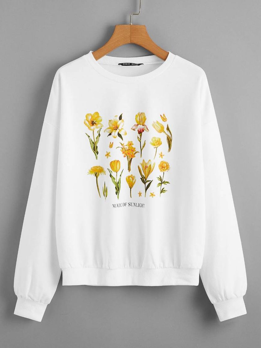 Social Branco floral ocasional suéter 