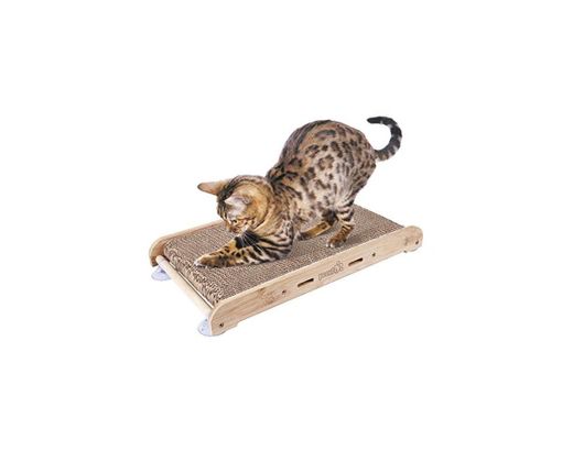 Pecute Rascador para Gatos con Catnip Alfombrillas de Cartón Soporte de Bambú