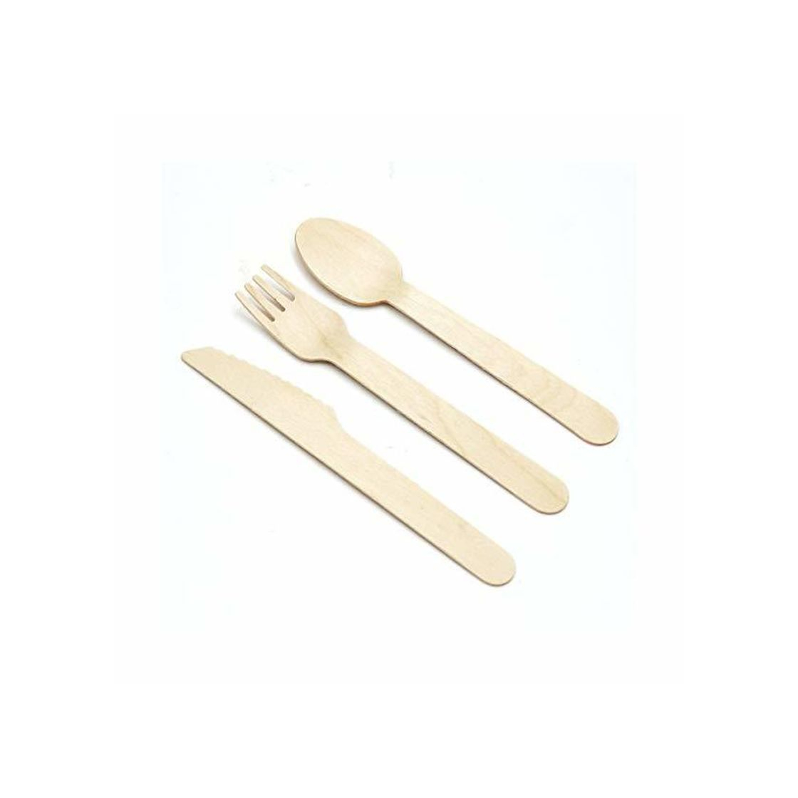 Fitness VIMOV 200 Pieza Cubiertos de Madera Desechables, Utensilios Biodegradables para Fiestas, Camping,