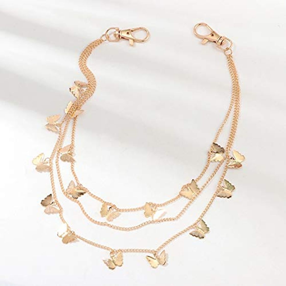 JLZK RUA Borboleta Cinto Corrente Da Cintura Masculina Calças Femininas Corrente Multi Camada Hiphop Gancho Calças Chaveiro