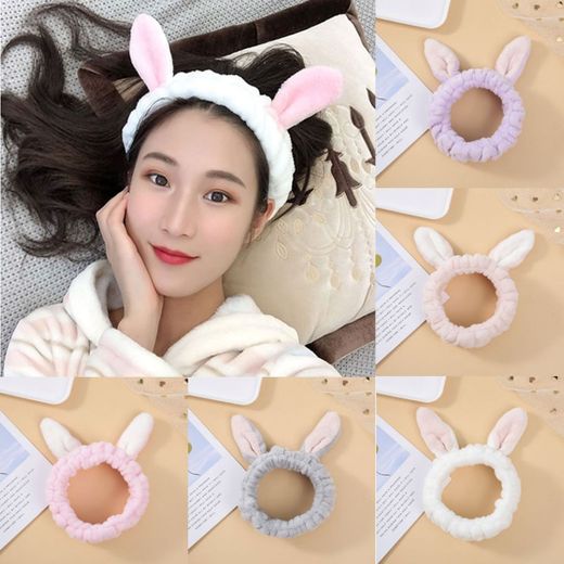 Cute Rabbit Ears Hair Band Adorable Comfortable Makeup Facial Cleansing Beauty Headband