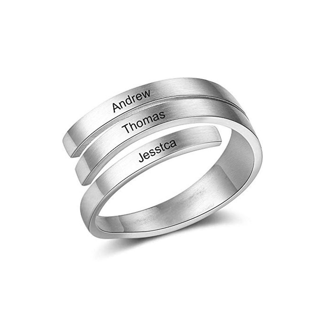 Belleza DaMei Anillo Pareja Ajustable Personalizado Anillos Plata Mujer con Nombre Ajustables Acero