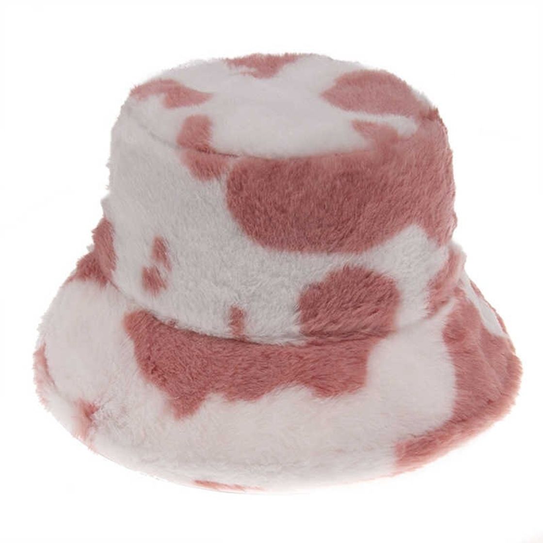 Moda Unisex Cow Print Fisherman Cap, Cony Hair Bucket Hat, Fluff 