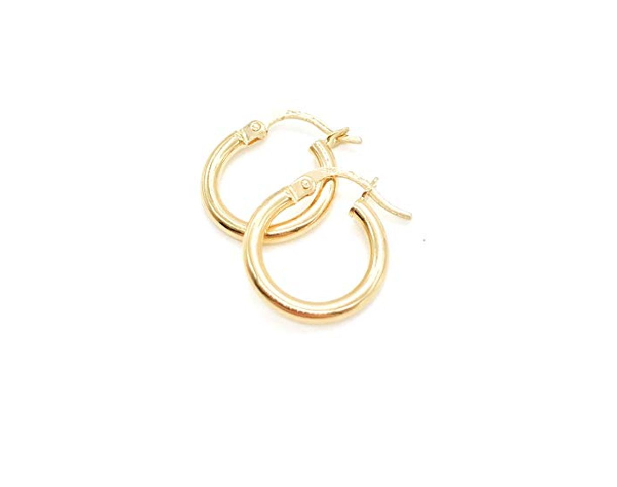 Fashion Pendientes de aro para mujer de 18 ct de oro amarillo • Women's Gold Earrings • 18 K Solid Gold • Fabricado en Italia