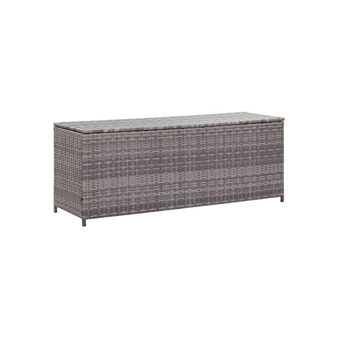 Social vidaXL Caja de Almacenaje de Jardín Guardar Objeto Organizador Guantera de Gran Capacidad para Balcón Cuarto de Utencilio Mueble Ratán Sintético Gris 150x50x60 cm