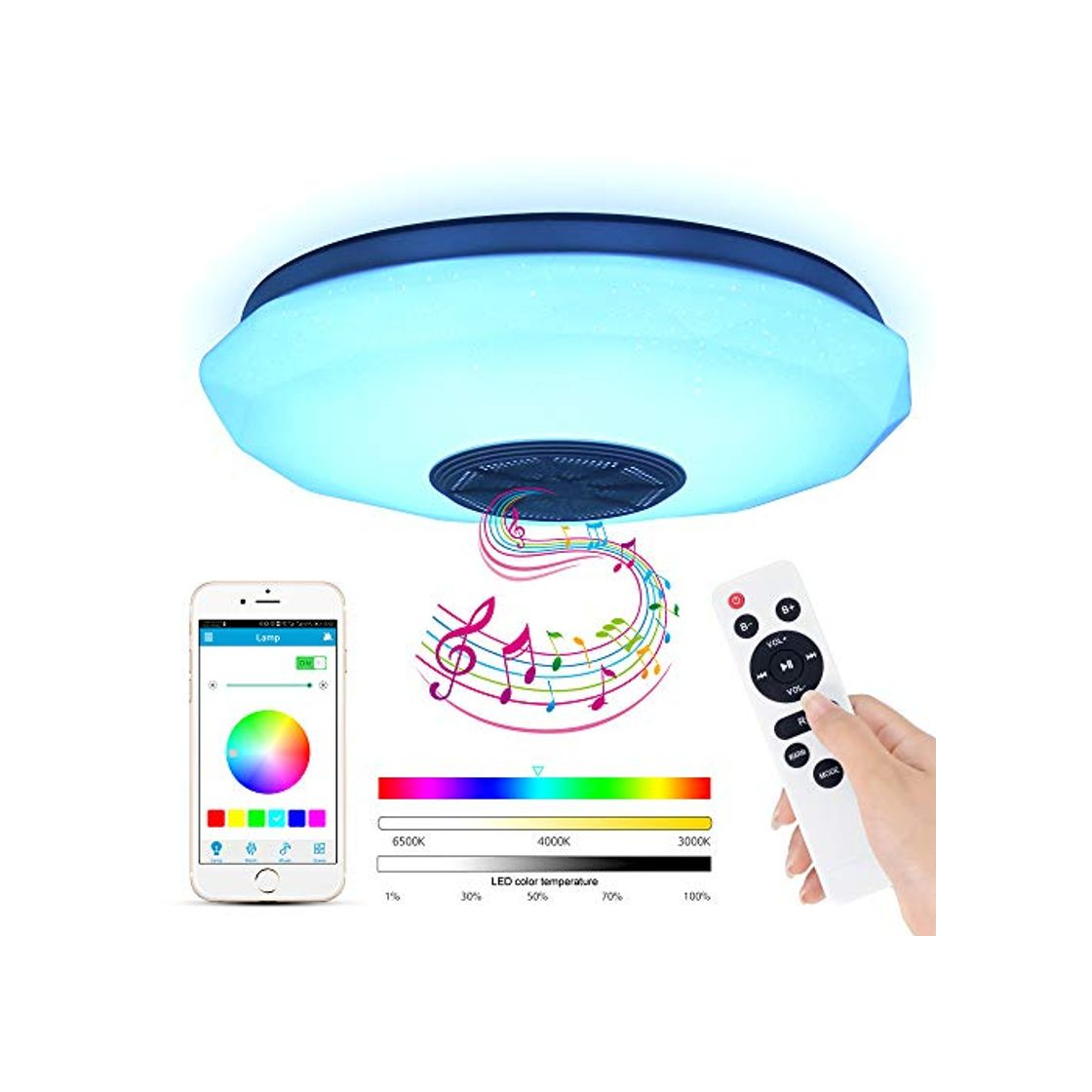 Social Lámpara De Techo Led Con Altavoz Bluetooth