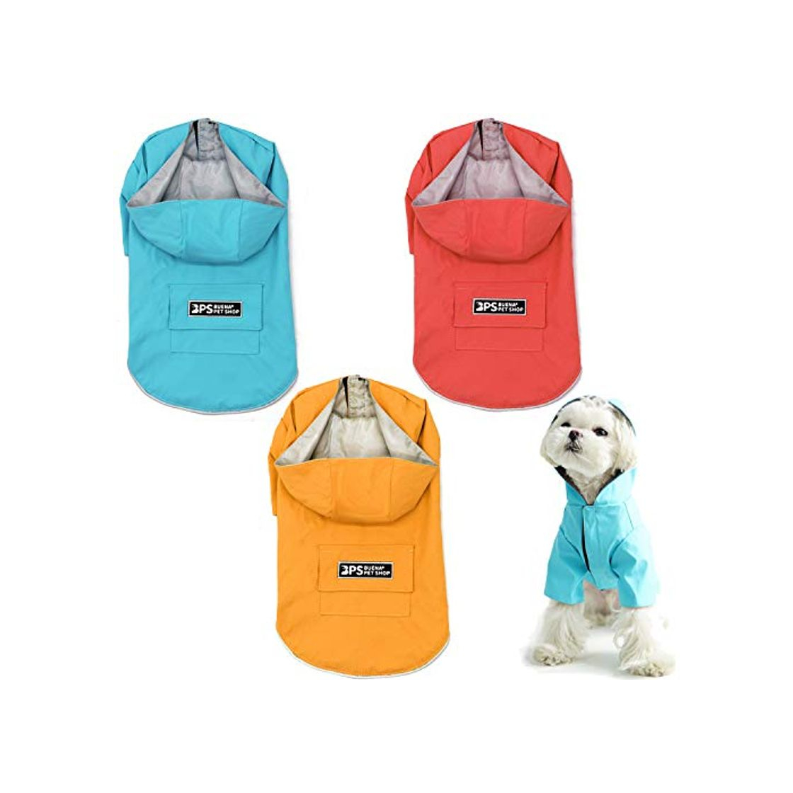 Social BPS Chubasqueros Impermeables para Mascotas Perros Impermeables con Capucha Bolsillo para Perro
