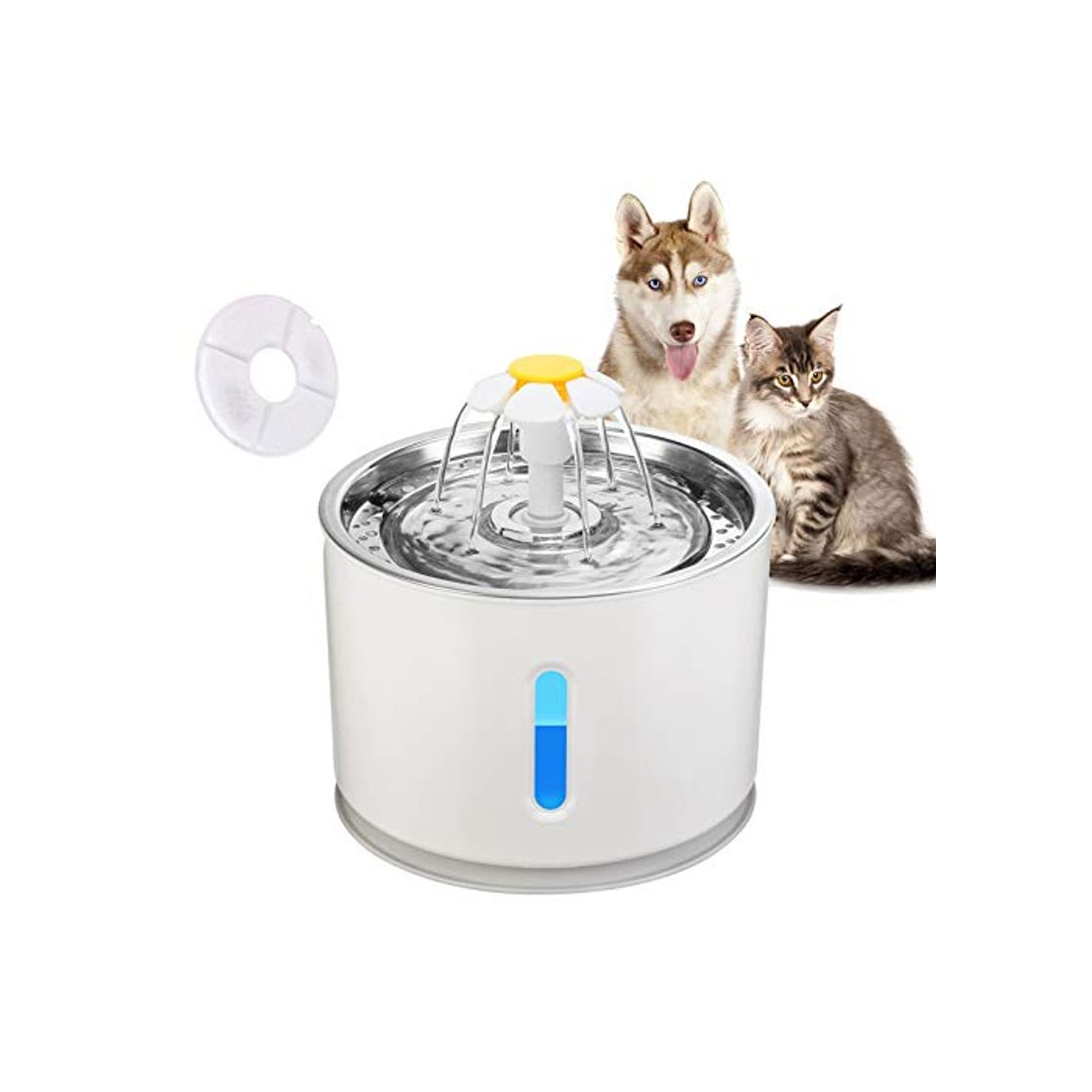 Social OurLeeme Fuente de Agua para Mascotas, 2.4L Perro Gato Fuente de Mascotas
