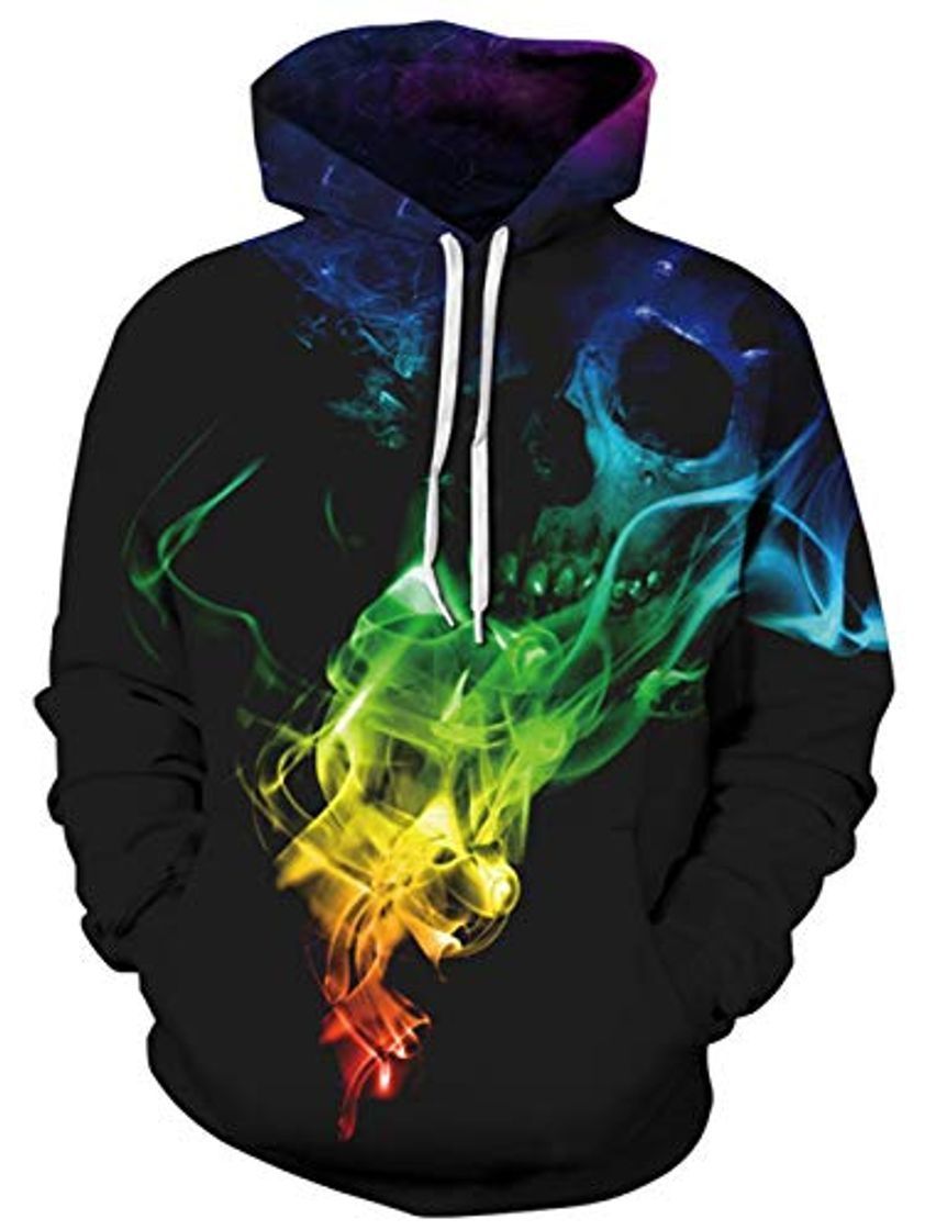 Social TUONROAD Hoodie Hombre Funny Humo Colores 3D Impreso Sudaderas con Capucha Ligero
